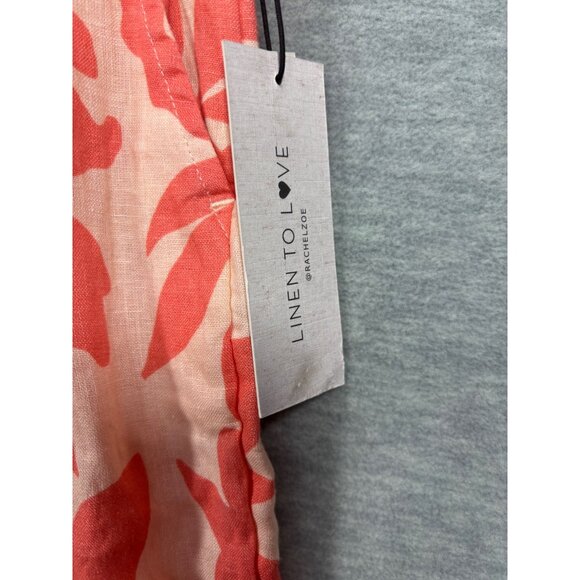 Rachel Zoe Womens Pants L Coral Leaf Pattern Linen Tropical Summer - Picture 3 of 7